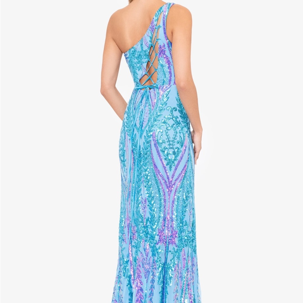 Blondie Nites Blue and Purple One-Shoulder Dress - Picture 3 of 7